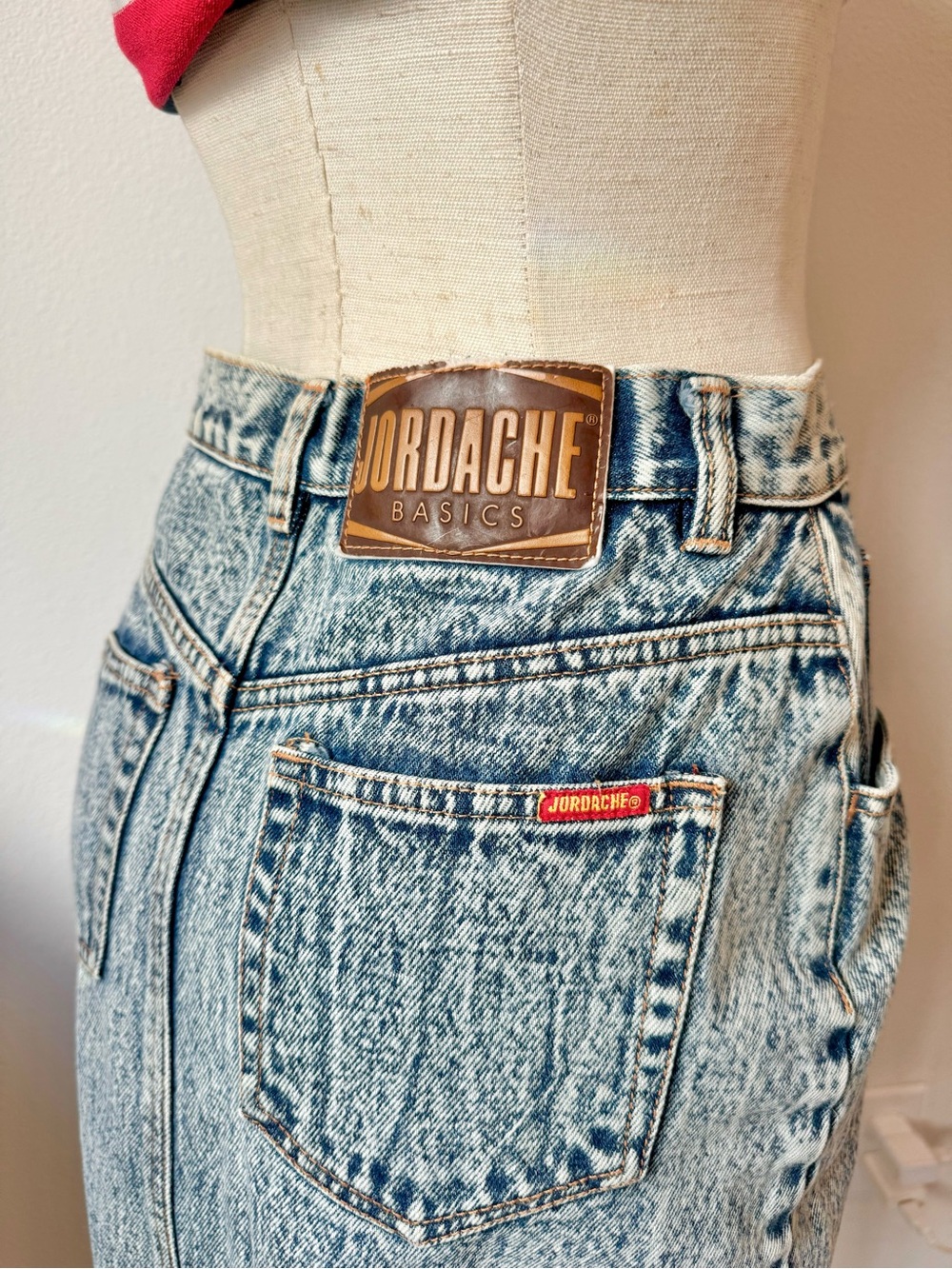 Vintage JORDACHE Light Blue Acid Wash Denim Skirt with Bow Accents - Picture 2 of 11